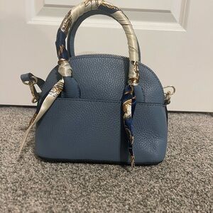 Blue and White Mini Bag with Gold Hardware